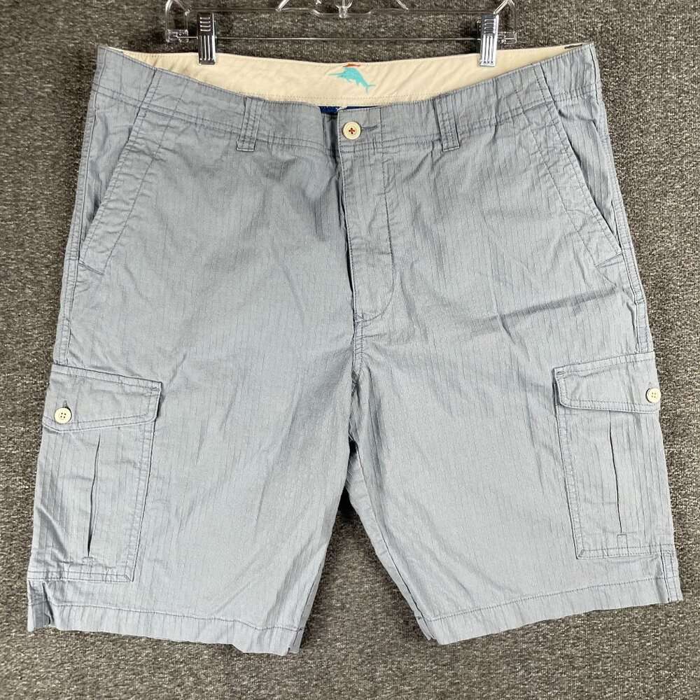 Tommy Bahama Cargo Shorts Mens Size 40 Gray Rip Stop Relaxed Everyday Casual Sum